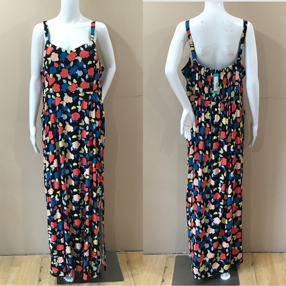 41 HAWTHORN Beatriz Maxi Dress Floral Black Side Slit Plus XXL Womens New - Picture 3 of 7